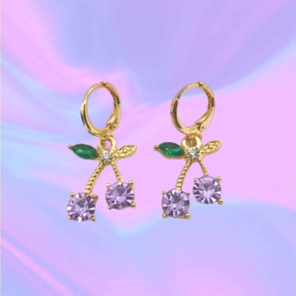 💜 NEW Cherry Huggie Earrings 💜